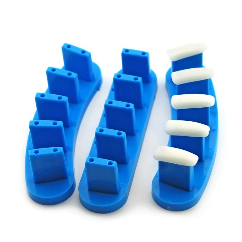 Rolabling 3 pcs False Nail Art Tips Practice Display Stand Tool with 10 pcs False Nail Tips for Gel Nail Polish DIY Nail Training Tools (Blue) - Image 2